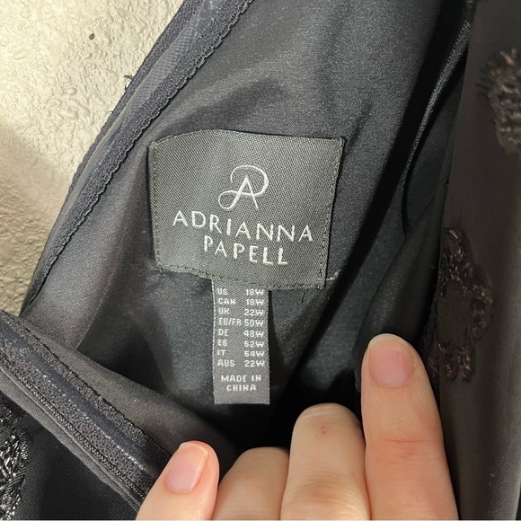 ADRIANNA PAPELL Plus Size Black Floral Chiffon One-Shoulder Jumpsuit - Picture 9 of 12